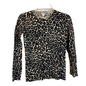 J.Crew Animal Print Teddie Cotton Sweater